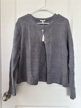 Lightweight Gray Button-Front Women's Cardigan